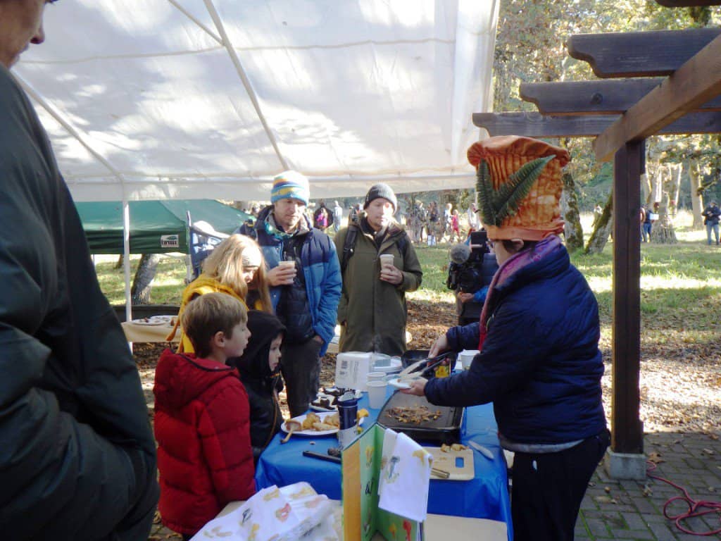 Melany Kahn cooking up some Chanterelles to taste
